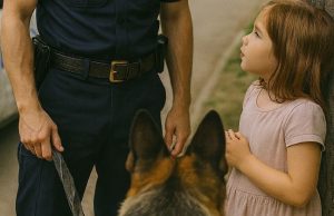 During patrol, I noticed a little girl standing under a tree, crying: when she saw me, she suddenly stopped crying and did something strange