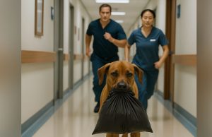 A dog ran down a hospital corridor with a black bag in its mouth: when doctors finally caught up with it, they learned something terrible