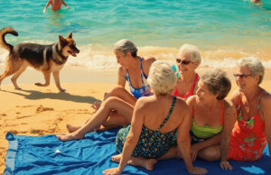 The girlfriends were relaxing on the beach when a dog ran up to them and began barking loudly: suddenly one of the women turned pale, looking closely at the dog’s fur