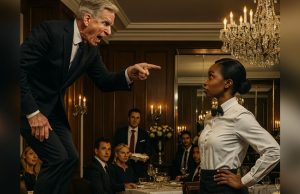 “Get down on your knees and clean my shoes right now!” The billionaire yelled at the black waitress, but her response left him stunned…