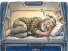 A truck driver decides to pull over to get some sleep