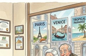 A travel agent looked up from his desk