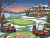 Four old timers were playing their weekly game of golf,