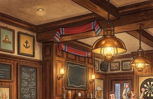 Two guys are sitting in a pub.